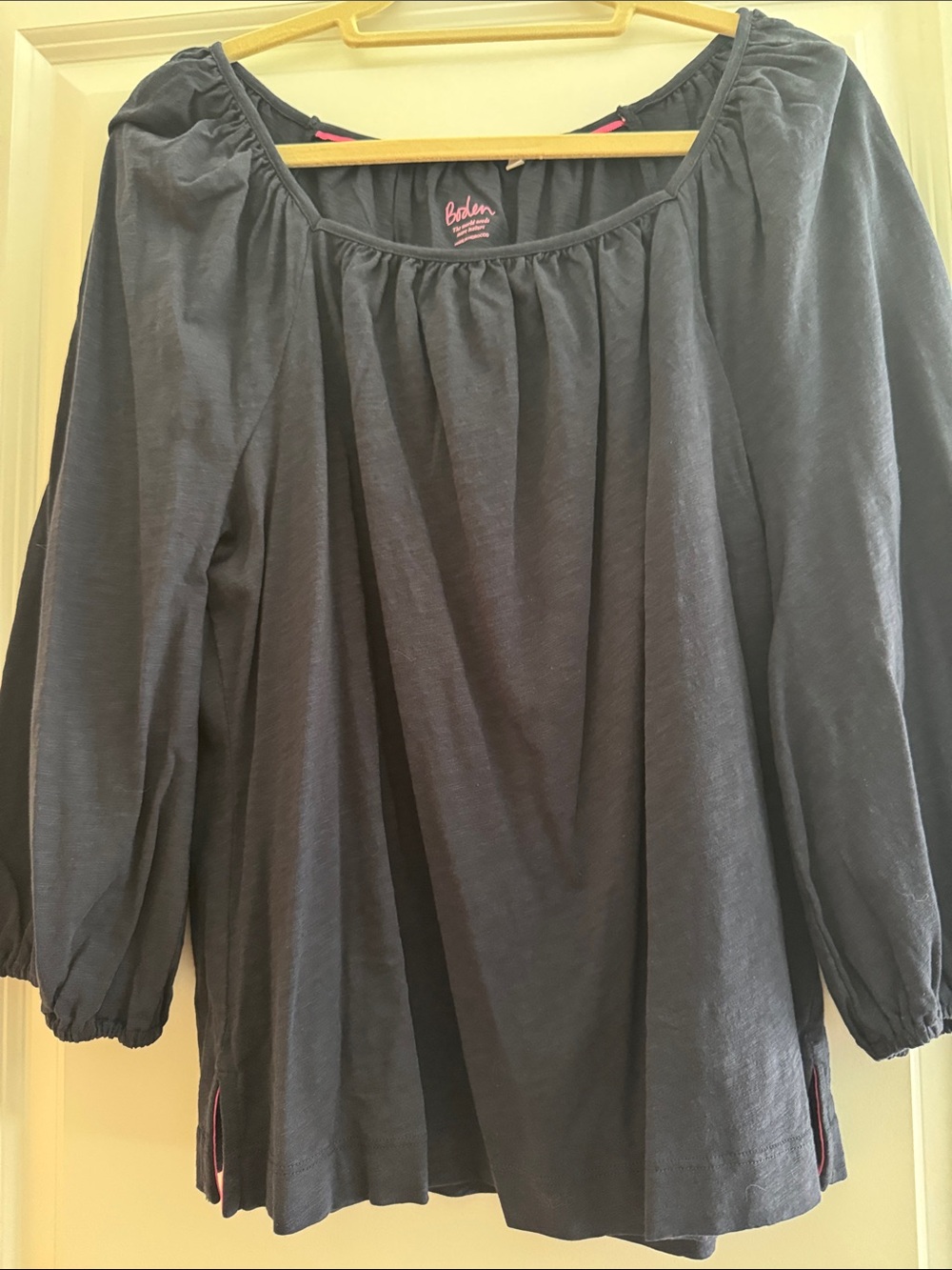 Boden Navy Peasant Tunic Blouse